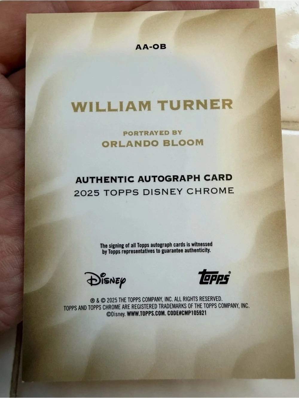 William Turner - Orlando Bloom Auto Signed Collectible Topps Disney Card